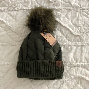 Quilted Beanie with Pom